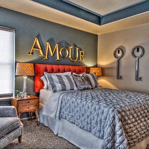 Mills Model blue bedroom
