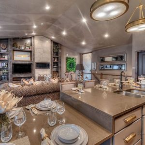 Blackmore II - grey/silver kitchen attached to living room